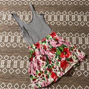 NWT A&F XS Gray Floral Dress Tank/Skirt Style Y2K